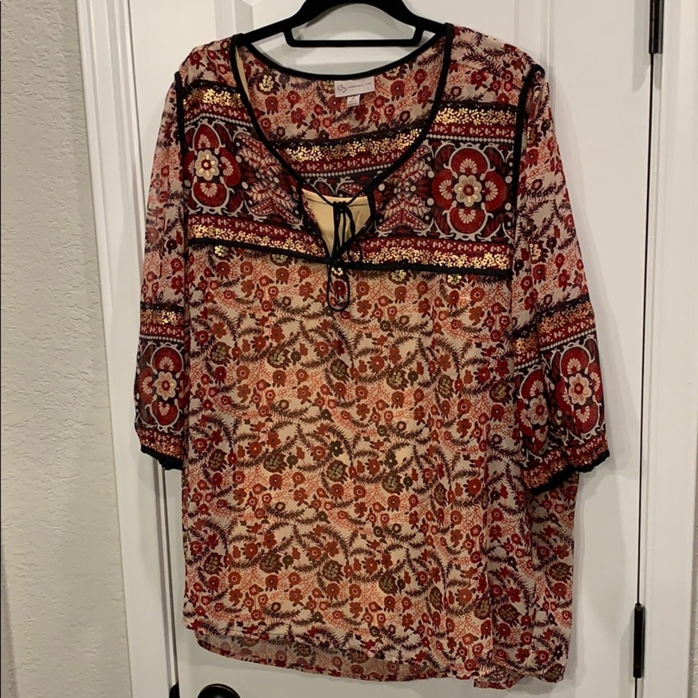 Desss Barn 2x boho tunic top black Burgundy